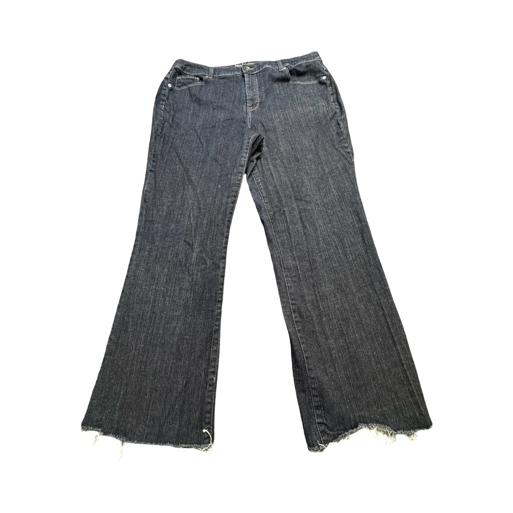 Style & Co Jeans Womens 18W 38x27 Dark Wash Wide Leg Raw Hem Denim Western